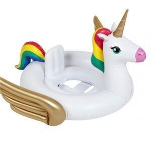 Baby Unicorn Pool Float with Gold Wings